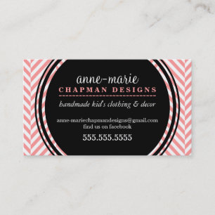 LOGO modern herringbone pattern coral black spot Business Card