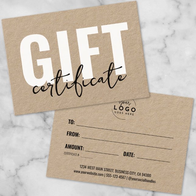 Logo Modern Script Business Gift Certificate (Logo Modern Script Business Gift Certificate)