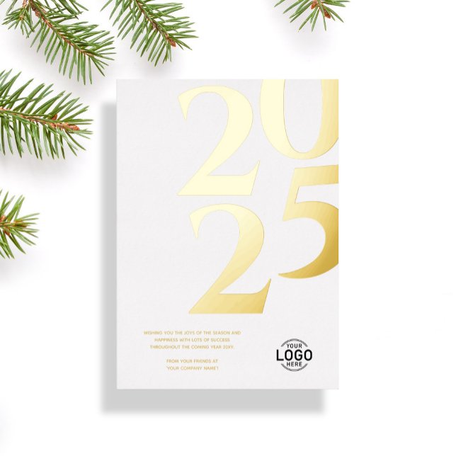 Logo Modern Simple White Business Holiday Card (Creator Uploaded)