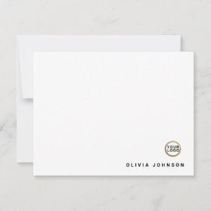 Logo Monogram Name Minimal White Flat Note Card
