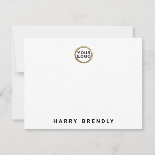Logo Monogram Name Minimalist White Flat Note Card