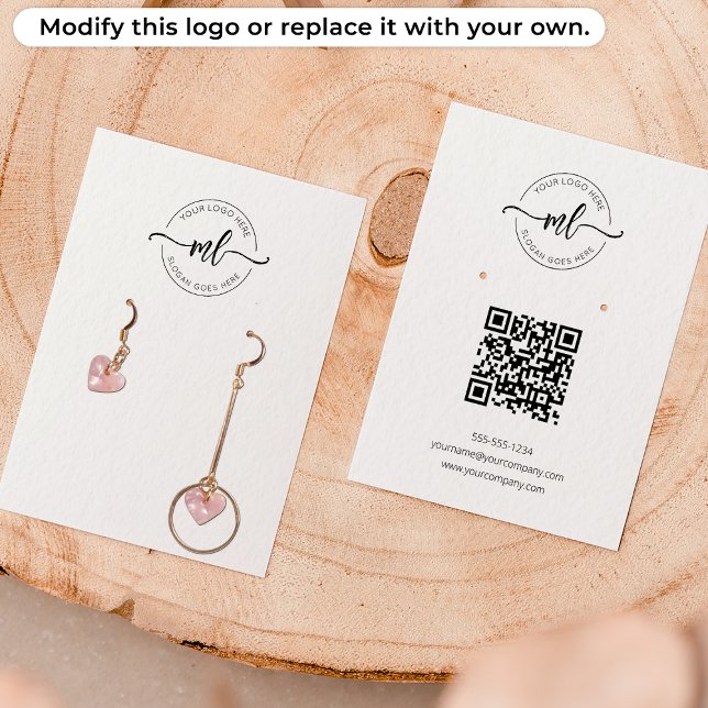 Logo Monogram Qr Code Earrings Display Card (Creator Uploaded)