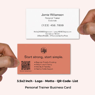 Logo Motto QR-code Services Burnt Orange Fitness Business Card