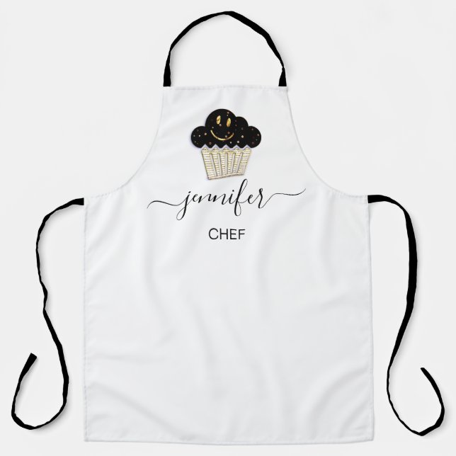 Logo Muffins Bakery Catering Cakes Gold Smile Apron (Front)