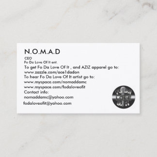 Logo, N.O.M.A.D, To hear Fo Da Lov... - Customised Business Card