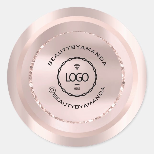 Logo Name Body Makeup Packaging  Rose Beauty  Classic Round Sticker (Front)