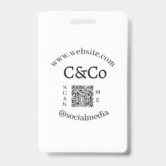 logo name letter company social media website QR ID Badge