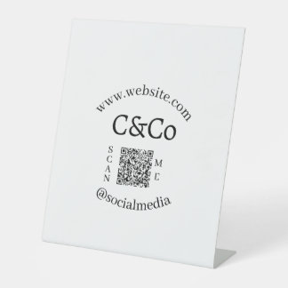 logo name letter company social media website QR Pedestal Sign