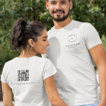 Logo Name Photography Studio QR Code T-Shirt<br><div class="desc">Logo Name Photography Studio QR Code Uniform. Simple and modern for your photography business, with your logo and studio or business name. For men and women. Make it easy for customers to visti your website by scanning the QR code on the back which will be automaticall generated when you change...</div>