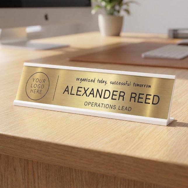 Logo Name Plates Custom Sleek Gold (Logo Name Plates Custom Sleek Gold)