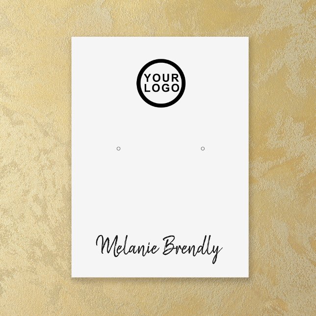 Logo Name Silver Black Jewellery Earring Display Business Card (Stylishly Personalize with Your Name & Logo. Add Business Contact Information on Reverse Side.)