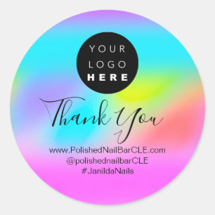 Logo Name Thank You Shopping Online Holograph Classic Round Sticker