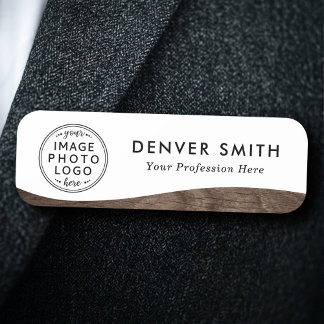 Logo name title brown wood grain wave white modern tag