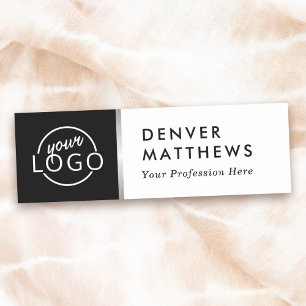 Logo name title classy black white grey border tag