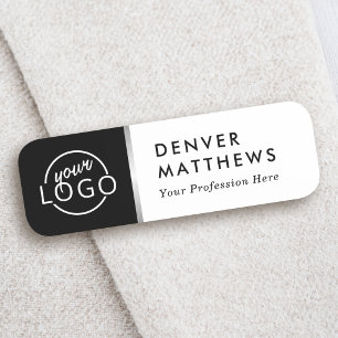 Logo name title classy black white grey border tag