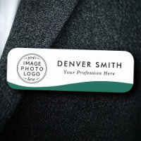 Logo name title forest green wave white modern