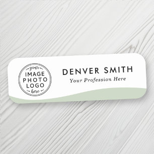 Logo name title light sage green wave white modern tag