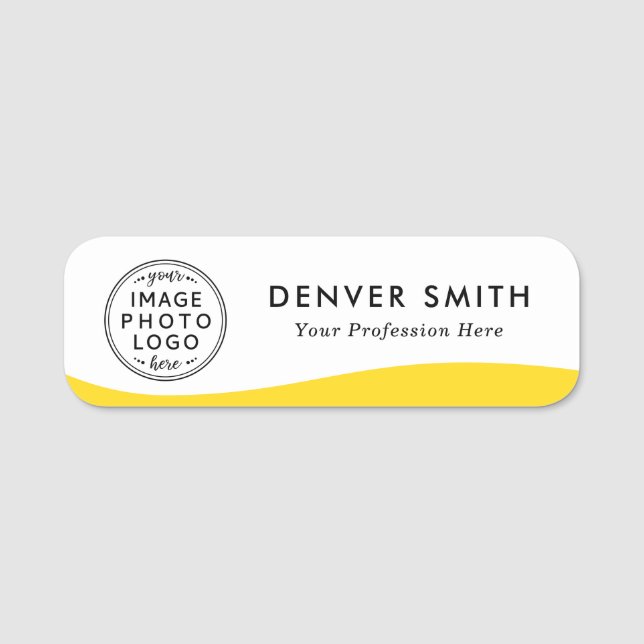 Logo name title yellow wave white modern tag (Front)