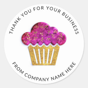 Logo Name Web Thank You Cake Smile Bakery Gold Classic Round Sticker