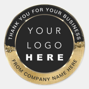 Logo Name Web Thank You Gold Elegant Classic Round Sticker