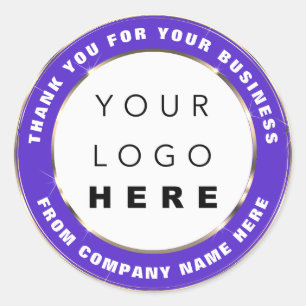 Logo Name Web Thank You Gold Frame White Pink Clas Classic Round Sticker