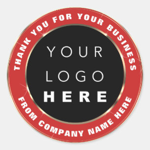 Logo Name Web Thank You Gold Red Online Shop Classic Round Sticker