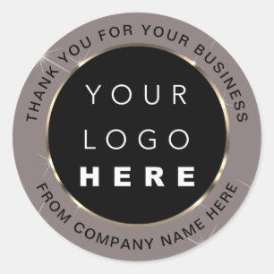 Logo Name Web Thank You Shop Gold Smoky Grey Classic Round Sticker