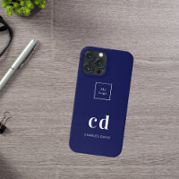 Logo navy blue white monogram initials business