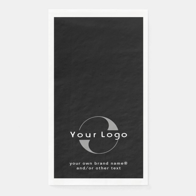 Logo on Black + White Text Company Business Paper  Napkin (Front)
