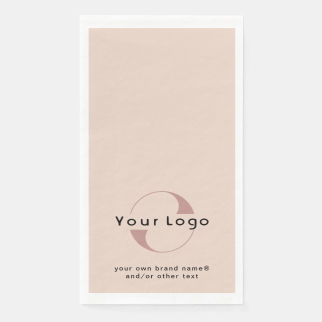Logo on Blush Beige + Black Text Company Business  Napkin (Front)