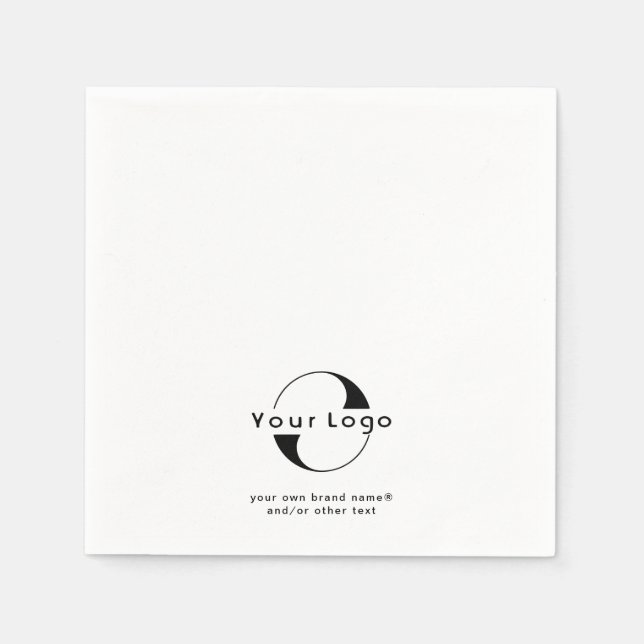 Logo on Clean + Black Text Company Business Paper  Napkin (Front)
