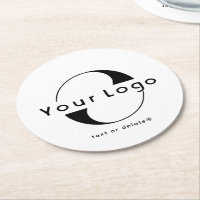 Logo on Clean + Black Text Company Business Round