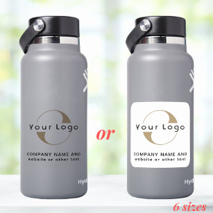 Logo on Clear Vinyl square Business Water Bottle S