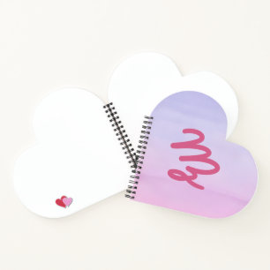 Logo on desert sunset watercolour heart notebook