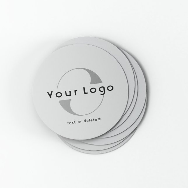 Logo on Grey + Black Text Company Business Round Paper Coaster (Creator Uploaded)