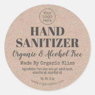 Logo On Kraft Handmade Hand Sanitizer Labels