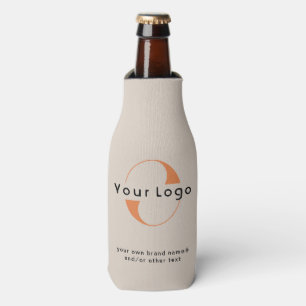 Logo on Light Tan + Black Text Company Business Bo Bottle Cooler