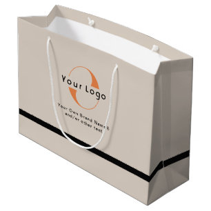 Logo on Light Tan + Black Text Company Business La Large Gift Bag
