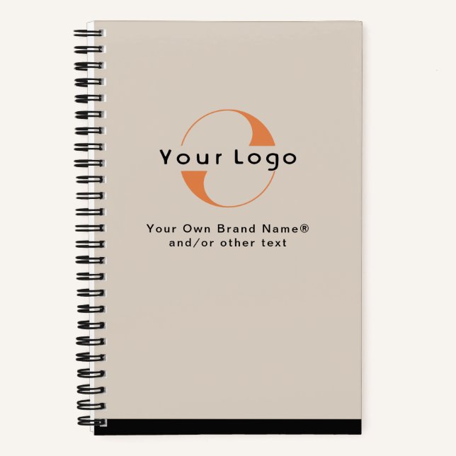 Logo on Light Tan + Black Text Company Business No Notebook (Front)
