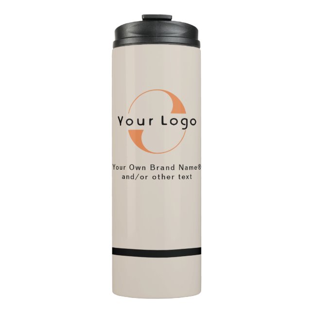 Logo on Light Tan + Black Text Company Business Th Thermal Tumbler (Front)