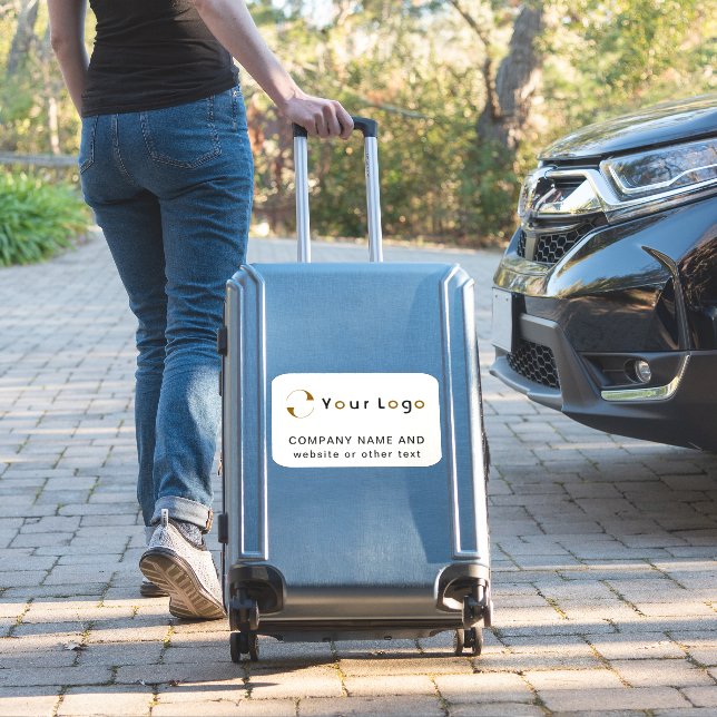 Logo on Off white rectangle Business Vinyl Bumper (Suitcase Insitu)