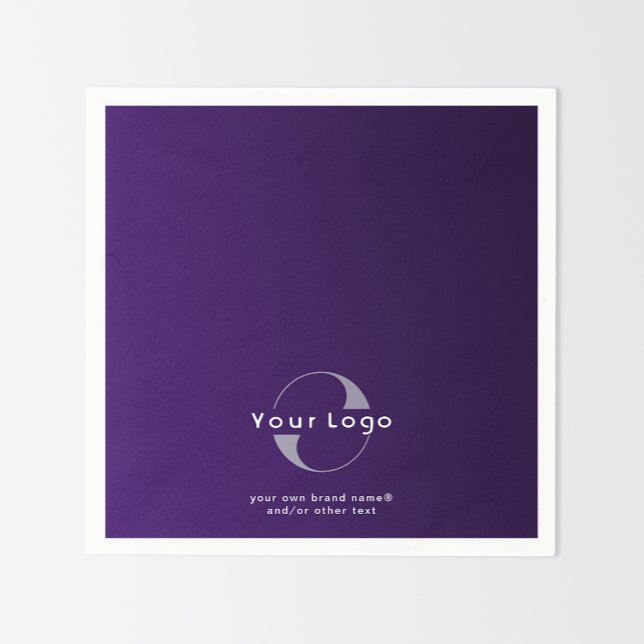 Logo on Purple + White Text Company Business Paper Napkin (Creator Uploaded)