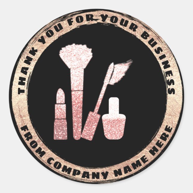Logo Online Makeup Cosmetics Thank You Back Gold Classic Round Sticker (Front)