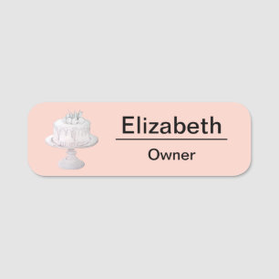 Logo or Cake Small Business Home Bakery Peach Name Tag