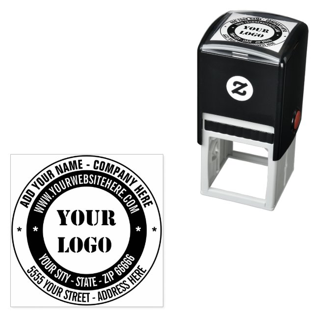 Logo or Photo Address Colour Round Stamp Example (In Situ)