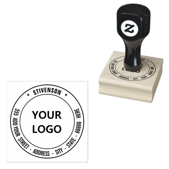 Logo or Photo Address Round Rubber Stamp Example (Stamped)