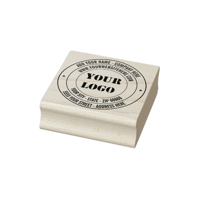 Logo or Photo Address Round Rubber Stamp Template (Stamp)