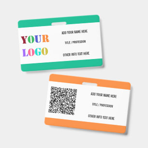 Logo or Photo and QR Code Name Badge Example ID Badge