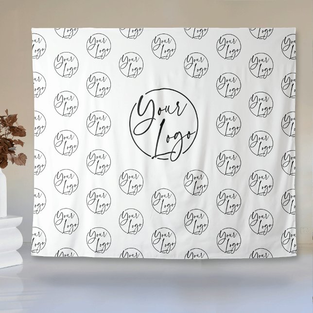 Logo Pattern Black & White Business Event Booth Tapestry (Creator Uploaded)