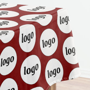 Logo Pattern Business Branding Burgundy Red Tablecloth